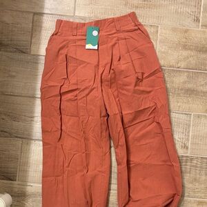 HALARA Terracotta Pleated Cotton wide leg pants